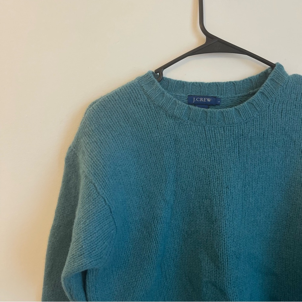 Vintage Size Large 100% Wool Teal J. Crew Sweater Minmalist Unisex Staple Piece - Picture 2 of 4